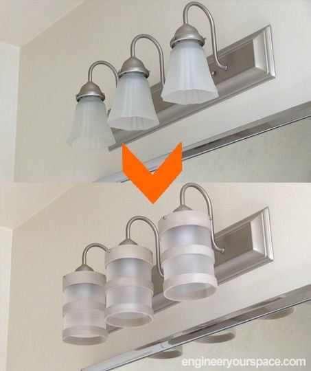 Diy Vanity Lights, Light Fixture Makeover, Makeover Kamar Mandi, Makeover Bathroom, Rustic Bathroom Lighting, Lighting Makeover, Diy Light Fixtures, Bedroom Light Fixtures, Bathroom Light