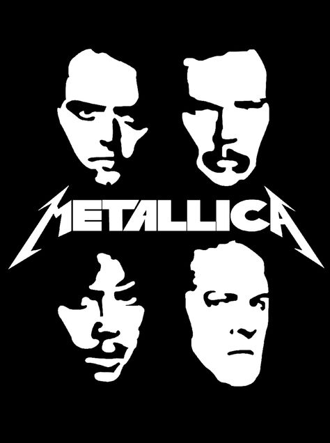 Metal Band Posters Black And White, Metallica Poster Black And White, Black And White Rock Posters, Black And White Metal Posters, Black And White Band Posters, Metallica Black And White, Punk Logos, Metallica Black, Metallica Art