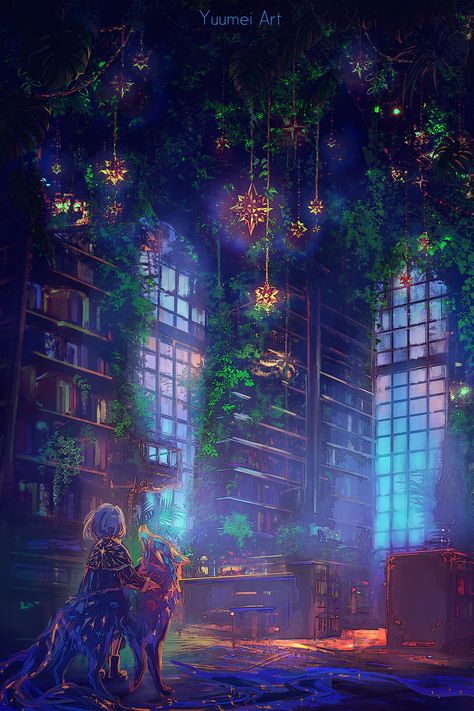 Fantasy Artwork, Yuumei Art, Magical Library, Library Art, Local Library, Fantasy Places, Wow Art, Fantasy Art Landscapes, Anime Scenery Wallpaper