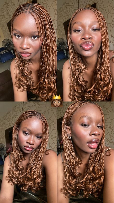 Micro Box Braids Short, Moesha Layered Braids, Braid Section Guide, Short French Braid Hairstyles, Short Braids With Color, Box Braid Layers, Black Women Brown Dress, Braids French Curls Short, Box Braids Hairstyles Brown