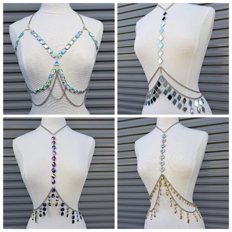 Body Chain Beads, Bead Harness, Beaded Harness, Body Harness Jewelry, Full Body Chain, Body Jewelry Diy, Rave Jewelry, Shoulder Necklace, Carnival Outfits