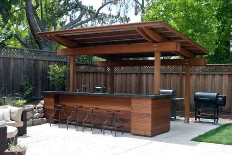 Contemporary Pergola, Backyard Sitting Areas, Grilling Area, Diy Bank, Backyard Covered Patios, Outdoor Patio Diy, Farmhouse Patio, Rustic Patio, Outdoor Kitchen Plans