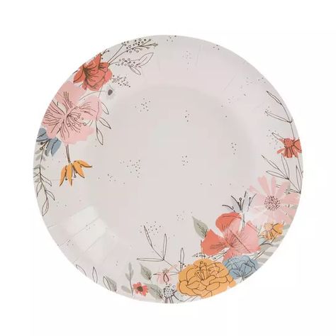 Boho Floral Paper Plates - Small | Hobby Lobby | 2166957 Baby Shower Paper Plates, Pretty Paper Plates, Boho Paper Plates, Wildflower Paper Plates, Wildflower Party, Wildflower Birthday, Floral Paper Plates, Pastel Bows, Art Leaves
