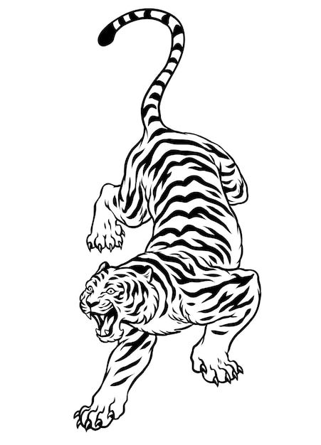 Tiger Tatto, Bird Wallpaper Bedroom, Tiger Stencil, Tiger Vector, Black And White Google, Grunge Tattoo, Tiger Tattoo Design, Tiger Drawing, Cartoon Tiger