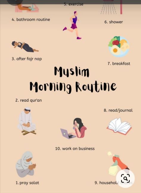 morning routine for Muslims🌺 Daily Routine Schedule Muslim, Muslim Daily Routine, Muslim Morning Routine, Muslim Routine, Hijabi Ootd, Morning Routine Kids, Aesthetic Routine, Routine School, Daily Routine Schedule