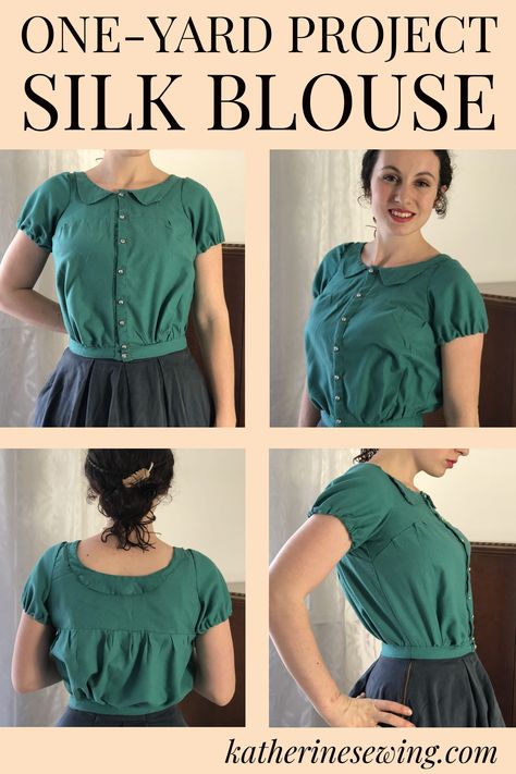 Vintage Blouse Sewing Pattern Free, Cute Shirts Sewing Patterns, Making Vintage Clothes, Sewing Blouses Easy, Vintage Blouse Sewing Patterns, Blouse Pdf Sewing Pattern, Easy Blouse Patterns To Sew Free, One Yard Sewing Projects Clothing, Easy Vintage Sewing Patterns