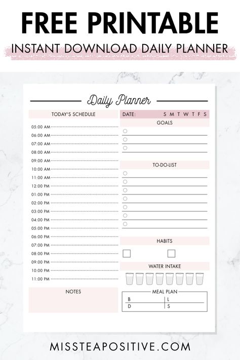 Looking for a daily planner template free download? Here is a cute, functional and aesthetic daily planner template printable pdf for work, home as well as for students. Get the best daily time table planner with hourly layout for time management, to-do-list to get things done, along with habit tracker and goal setting section. In these daily planner pages and sheets you'll also find a guide for organizing your daily routine and making the most of this planner. Daily Task Planner Template, Organisation, Daily Time Table Planner Printable, Planner Organization Ideas Layout School, Student Daily Planner Printable Free Templates, How To Make Planner Book, How To Make To Do List For Students, Daily Planner Sheets Free Printable, Daily Time Schedule