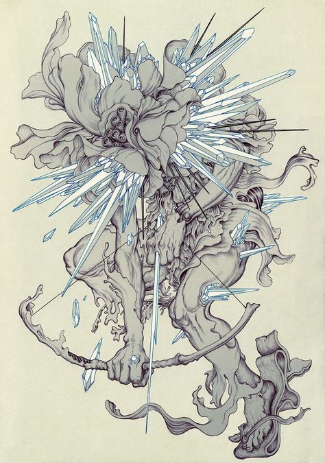 New tattoo idea. "The Archer" by James Jean. #freakingbeautiful Linkin Park, Hunting Party, Art And Illustration, The Hunting Party, James Jeans, James Jean, Mike Shinoda, Rock Punk, Park Art