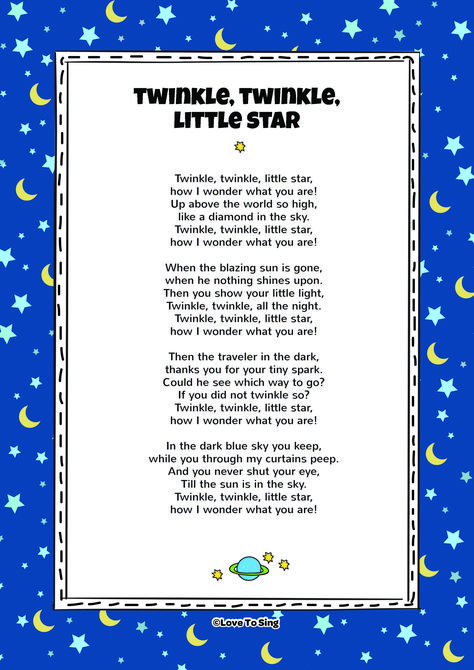 Twinkle Twinkle Little Star | Kids Video Song with FREE Lyrics & Activities! Baby Lullaby Lyrics, Nursery Songs Lyrics, Baby Songs Lyrics, Twinkle Twinkle Little Star Nursery, Lullaby Lyrics, Rhymes Lyrics, Bedtime Songs, Nursery Rhymes Lyrics, Free Lyrics