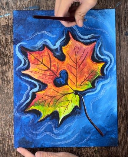 Fall Art Tutorials, Fall Painting Acrylic Easy, Paint By Step, November Canvas Painting Ideas, Beginner Paint Night Ideas, Painting Autumn Leaves, Paint Night Ideas Fall, Fall Trees Acrylic Painting, September Canvas Painting Ideas