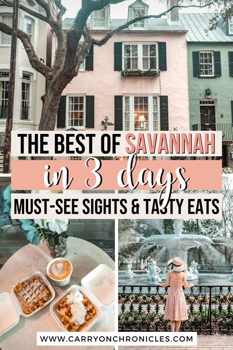 Savannah is one of the best places to visit in Georgia. Luckily, this 3-day Savannah itinerary has you covered with the top things to do in Savannah over a long weekend. From the best spots for brunch in Savannah and top-rated Savannah dinner spots to the most haunted places in Savannah and the top Savannah tours, these Savannah vacation ideas will make trip planning a breeze. Discover the only 3-day Savannah travel guide you need! #wheretoeatinsavannah #savannahgeorgia #wheretogoinSavannah Savanna Georgia, Savannah Georgia Vacation, Savannah Georgia Travel, Savannah Tours, Georgia Vacation, Usa Roadtrip, Haunted History, Visit Places, Georgia Travel