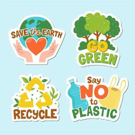 Hand drawn ecology badges collection | Free Vector #Freepik #freevector #hand #nature #hand-drawn #colorful Save Energy Poster, Save Earth Posters, Recycle Poster, Say No To Plastic, Earth Day Posters, Badge Collection, Earth Poster, Save Environment, Nature Poster