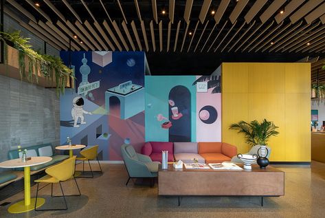 SHH Designs New Co-working Space for Young Entrepreneurs in Shanghai Creative Agency Office, Fun Office Design, Space Plants, Work Lounge, Coworking Space Design, Agency Office, Acoustic Ceiling, Modular Lounge, Creative Office Space