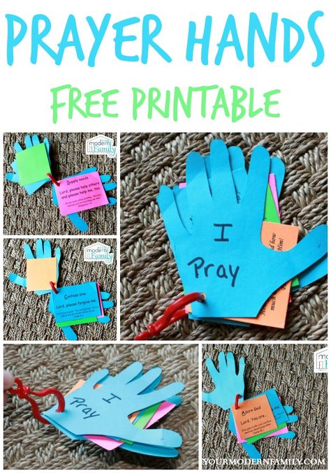 DIY prayer hands for kids - Teaching a child to pray on their own.   yourmodernfamily.com Prayer Crafts, Aktiviti Kanak-kanak, Prayer Hands, Children's Church Crafts, Bible Story Crafts, Childrens Church Lessons, Sunday School Crafts For Kids, Preschool Bible, Bible School Crafts