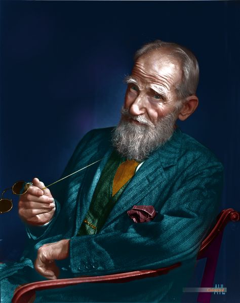 George Bernard Shaw (1856-1959( by Yousuf Karsh 1943, colorized by Alex Y. Lim England, Writers, Yousuf Karsh, English Exam, Rubber Raincoats, George Bernard Shaw, Bernard Shaw, Famous Faces, Hd Images