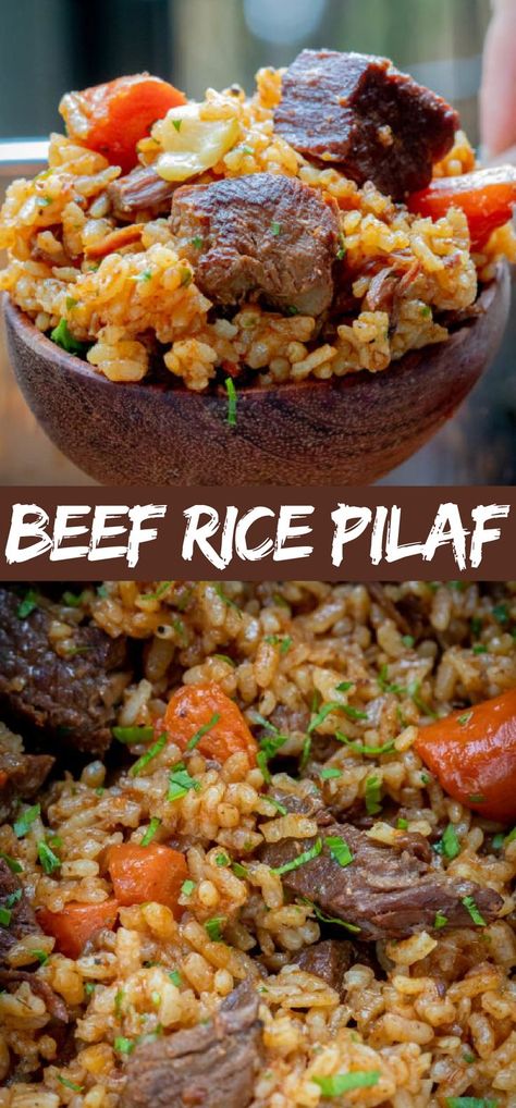 Instant Pot Beef Rice Pilaf or Plov is a hearty one-pot meal that’s easy to make and super delicious. The rice is well infused with the flavor of beef and spices and makes the best rice you will ever have! One Pot Rice Meals, The Best Rice, Best Rice, Beef Rice, Rice Side Dishes, Rice Pilaf, Beef And Rice, Instant Pot Beef, Instant Pot Dinner Recipes