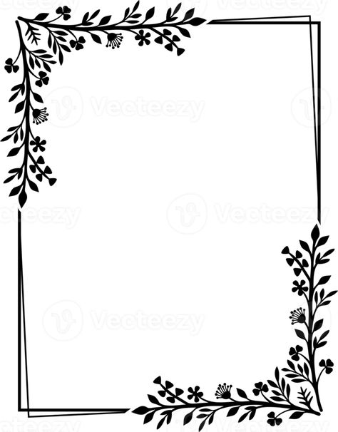 Front Page Design Black And White, Flower Border Black And White, Boder Degin On Paper Aesthetic Black, Frame Border Design Simple Png, Black Border Design For Project, A4 Size Paper Border Design For Project Black And White, Flower Frame Black And White, Black And White Border Template, Background Design Black And White