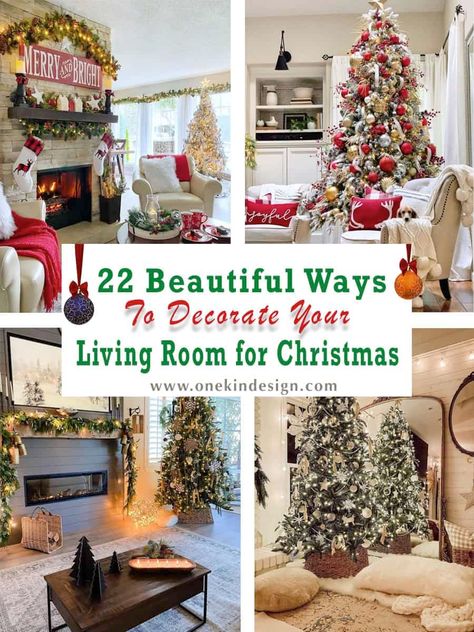 22 Beautiful Ways to Decorate Your Living Room for Christmas How To Decorate House For Christmas, Christmas Bookshelf Decor Living Room, Elegant Christmas Decor Ideas For Living Room, Christmas Bookshelf Decor, Tabletop Christmas Decor, Christmas Outdoors, Decor Ideas Christmas, Christmas Dreaming, Christmas Living Room