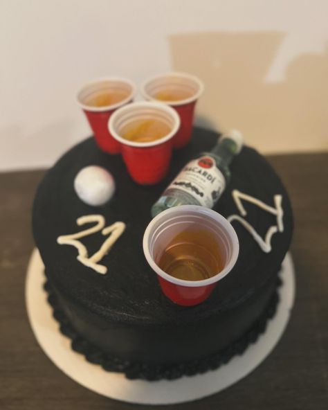 Beer pong 21st Birthday Cake…. Chocolate flavor… 21st Cake Ideas For Guys, Birthday Cake For 21 Year Old Guy, 21st Birthday Cake For Men, 21st Birthday Cake Chocolate, 21st Birthday Ideas For Guys, 21st Birthday Cake For Guys, 21 Birthday Party, Guys 21st Birthday, 21 Birthday