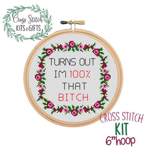 Amigurumi Patterns, Birthday Embroidery, Wreath Cross, Cross Stitch Beginner, Cross Stitch Quotes, Funny Cross Stitch Patterns, Subversive Cross Stitch, Custom Cross, Cross Stitch Needles