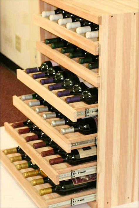 Built In Roomba Storage, Wine Bottle Storage Ideas, Wine Fridge Ideas, Gömda Rum, Bottle Cabinet, Homemade Wine Rack, Diy Wine Rack Projects, Wine Rack Projects, Wine Organization