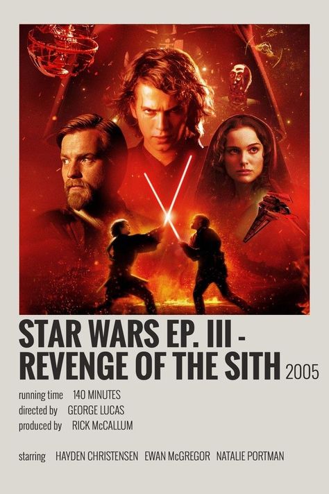 Star Wars Revenge Of The Sith, Revenge Of The Sith Aesthetic, Revenge Of The Sith Poster, Star Wars Movie Posters, Film Polaroid, Top Tv Shows, Revenge Of The Sith, Star Wars Background, Movie Card
