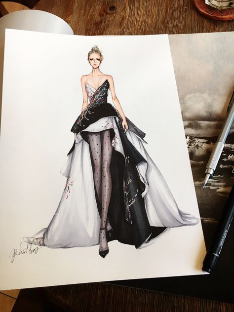 Haute couture spring 2017 on Behance Fashion Design Drawing, Fashion Figure Drawing, Dress Illustration, Dress Design Drawing, Fashion Illustration Sketches Dresses, Design Moda, Fashion Design Sketchbook, Fashion Design Collection, Fashion Drawing Dresses