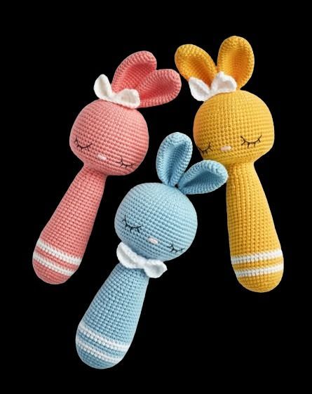 Amigurumi Bunny Rattle Free Crochet Pattern Crochet Toddler Toys, Teether Pattern, Crochet Guide, Bunny Rattle, Crochet Toys Free Patterns, Crochet Toys Free, Crochet Bunny Pattern, Crochet Toddler, Amigurumi Bunny