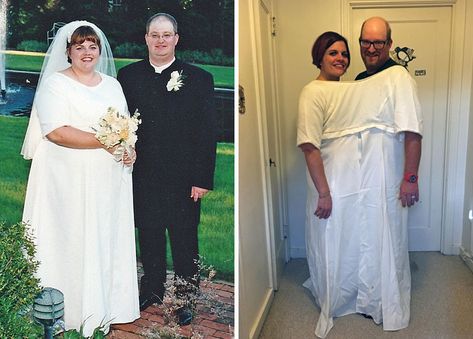 Obese Bride Lost 200 Lbs And Now,on Her 16th Wedding Anniversary, She Can Wear Her Wedding Dress Together With Her Husband Getting Motivated, 16th Wedding Anniversary, Better Food Choices, Couple Presents, Best Tan, Fat To Fit, Loose Weight, Bored Panda, Fat Loss