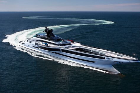 Lazzarini goes big for its next concept. Spanning 555 feet, the Sovrano teeters toward a private cruise ship with its 50-person capacity. The five-story brute... Private Ship, Yacht Concept, Lifting Platform, Electric Winch, Floating City, Private Yacht, Skyline Gt, Artist Portfolio, Transportation Design