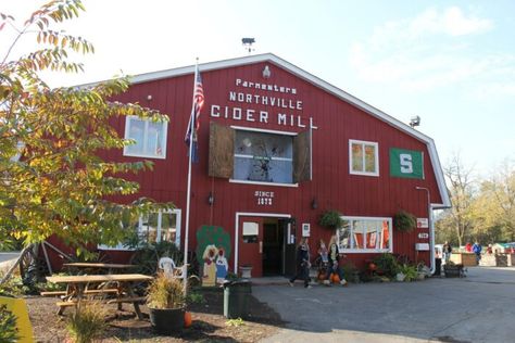 These 7 Cider And Donut Mills Around Detroit Will Put You In The Mood For Fall Northville Michigan, Fall In Michigan, Halloween City, Cider Mill, City Decor, Hot Cider, Ann Arbor Michigan, Michigan Travel, Family Picnic