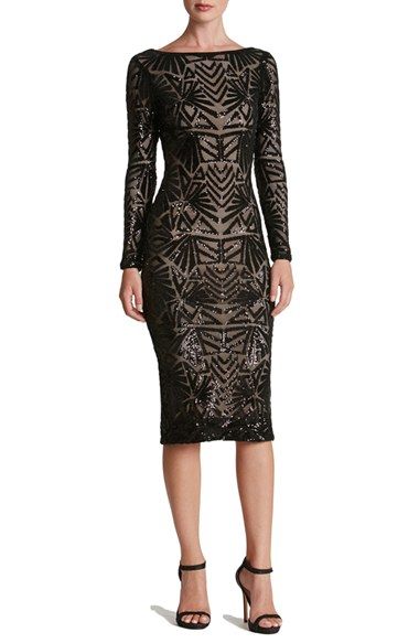 Product Image 0 Mesh Cocktail Dress, Cocktail Dress Nordstrom, Embroidered Cocktail Dress, Body Hugging Dress, Dress Ootd, Bodycon Dress Formal, Sequin Midi Dress, Sequin Cocktail Dress, Long Sleeve Sequin