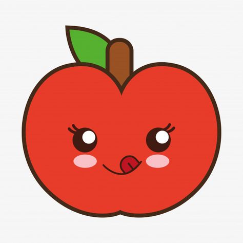 Apple Cute Drawing, Cartoon Apple Drawing, Apple Cartoon Drawing, Kawaii Apple, Apple Cartoon, Cartoon Apple, Apple Drawing, Healthy Foo, Garfield Wallpaper