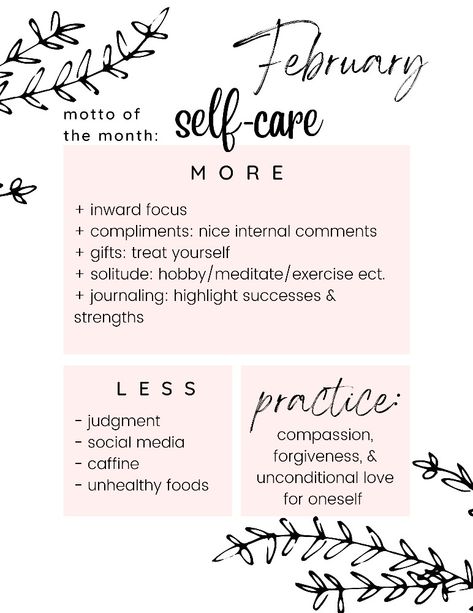 use this sheet as a reminder all month, print it out/Pin it, set your own goals! February, self-care, self-love monthly goals, monthly motto, healthy living, growth mindset, self-development, love yourself Monthly Goals Ideas Challenges, January Monthly Goals, Organisation, This Months Goals, Monthly Priorities Ideas, February Goals Inspiration, 2024 Monthly Goals, Self Care February, Goals For February