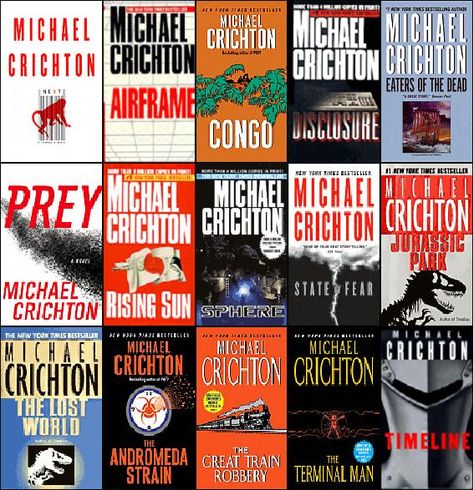 Michael Crichton Books Michael Crichton Books, Books Everyone Should Read, Michael Crichton, Scary Stuff, Paper Things, Reading Rainbow, Page Turner, Book Nooks, Favorite Authors