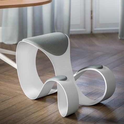 Ergonomic and stylish chair can relieve some pressure from your knees - Yanko Design The Vertebral Column, Vertebral Column, Shell Structure, Kneeling Chair, Moon Chair, My Workspace, Chair Storage, Bureau Design, Stylish Chairs