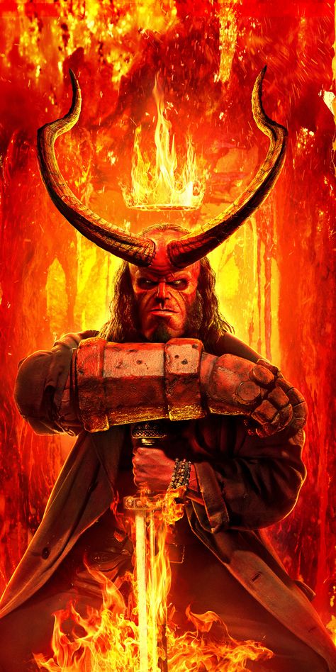 Red, Hellboy, David Harbour, 2019 movie, 1080x2160 wallpaper Hellboy Film, Hellboy Wallpaper, Hellboy Comic, Hellboy Movie, Dark Iphone Backgrounds, Hellboy Tattoo, Hellboy Art, David Harbour, Iphone Wallpaper Hipster