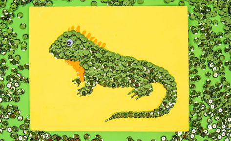 Iguana Crafts For Preschoolers, Iguana Activities Preschool, Iguana Craft Preschool, Iguana Craft, Rainforest Party, Lizard Craft, Preschool January, Reptile Crafts, Giraffe Crafts