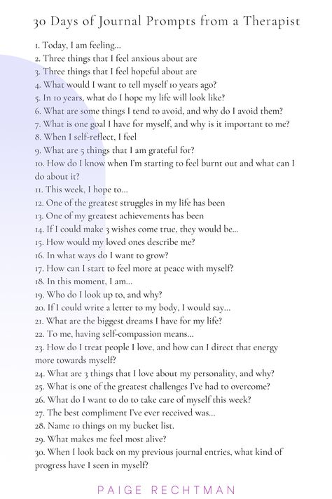 30 Days Of Journaling, Mental Journal Prompts, 30 Day Journal Prompts For Self Love, Journal Prompts For Health, Fun Prompts For Journaling, Soul Therapy Journal, Journal Prompts For Getting To Know Yourself, Journal Prompts To End The Day, Journal Prompts For Releasing Emotions