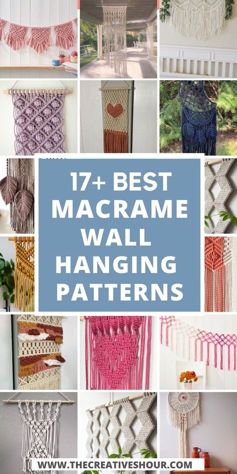 Macrame is such a versatile crafting technique that is not only easy to do but also a lot of fun once you start. Some of these DIY projects could also be amazing gifting ideas. Click here for more beautiful DIY macrame wall hanging patterns, easy macrame wall hanging patterns, macrame wall hanging patterns with tutorials. Wall Hanging Macrame Decor, Free Pattern Macrame Wall Hanging, Diy Wall Art Macrame, Macrame Border Patterns, Large Boho Macrame Wall Hanging, Macrame To Sell Ideas, Diy Wall Macrame Hanging, How To Hang Macrame On Wall, Outdoor Macrame Wall Hanging