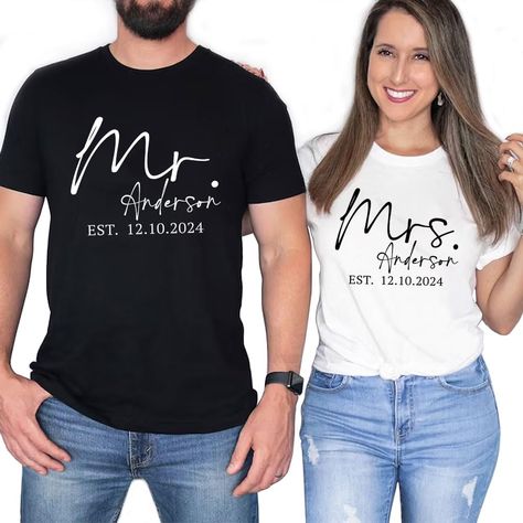 PRICES MAY VARY. Pull On closure Wedding Shirts His And Her, Hubby And Wifey Shirts, Bride And Groom Shirts, Mr And Mrs Shirts, Mrs Shirts, Married Shirt, Groom Shirts, Small Party, Mrs Shirt