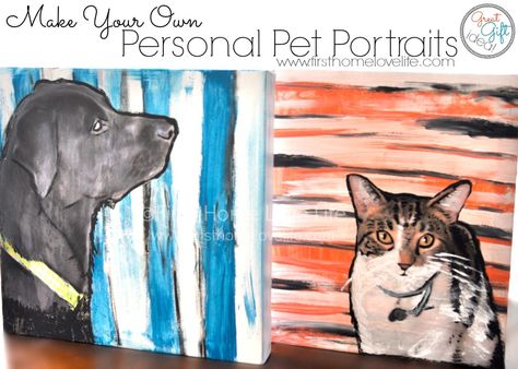 Paint Your Own #Pet Portrait Using #ModPodge! You won't believe how easy it is!!!! Paint Your Pet, Easy Pets, Dog Canvas, Paint Stripes, Dog Crafts, Painting Diy, Animal Projects, Diy Dog, Photo Projects