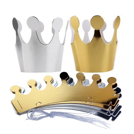 Description Wearing a crown just makes you feel like royalty, whatever the occasion! Each crown-style hat in this set of 10 is 3.6-Inches tall with a flashy, shimmering gold finish. They can be used for birthday, promotion, shower, anniversary, school play, classroom party, New Year's Eve or just for dress up. Features - Brand: ROSENICE. - Color: Golden, silver. - Material: Paper. - Size: About 25.5 * 9.3 cm/ 10 * 3.66 inch(L*W). - Include ties and elastic rope. - A festive party decoration to Festive Party Decorations, Crown For Kids, Crown Party, Paper Crown, Paper Crowns, Crown Hat, Birthday Party Hats, Double 11, Paper Hat