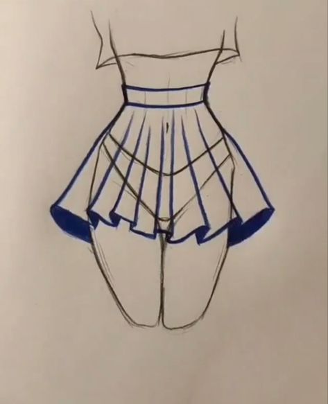 Skirt Drawings Sketches, How To Draw Bodies And Clothes, Drawing Mini Skirt, Miniskirt Drawing Reference, Anime Skirt Drawings, Skirt Upside Down Drawing, How To Draw A Skirt Anime, Drawing Ideas Skirts, Cartoon Skirt Drawing