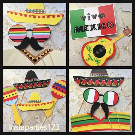Mexico Theme Party, Fiesta Photo Booth Props, Mexico Theme, Fiesta Photo Booth, Mexican Theme Party Decorations, Mexico Party, Mexican Birthday Parties, Mexican Party Decorations, Mexican Fiesta Party
