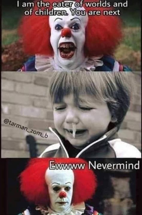 The only clown that ever made me laugh! 🤣 #clownsaregross #soarekids  😪🤡🤮 Humour, Pennywise Memes Funny, Pennywise Funny, Clown Funny, Es Pennywise, It Pennywise, Horror Movies Funny, Scary Movie Characters, Pennywise The Clown