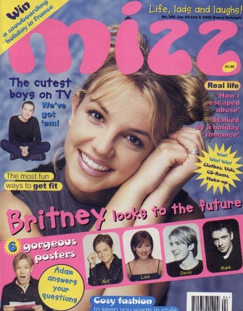 Mizz UK Magazine | January 2000 Tumblr, 90s Yearbook, 2000s Posters, Y2k Magazine, 2000s Magazines, Magazine Cover Page, Magazine Cover Ideas, 90s Teen, Y2k Posters