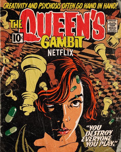 the queen's gambit (art by butcher billy) Hair, Comic Book, Queen, Queens Gambit, The Queen's Gambit, Queen's Gambit, Magazine, Green, Red