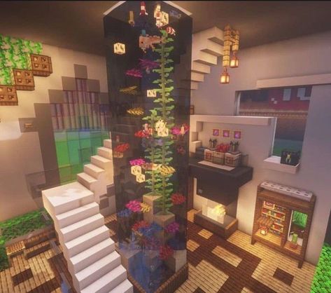 Stairs Minecraft, Minecraft Staircase, Minecraft Villa, Minecraft Kitchens, Minecraft Tree, Case Minecraft, Rumah Minecraft Sederhana, Minecraft Kitchen Ideas, Minecraft Mansion