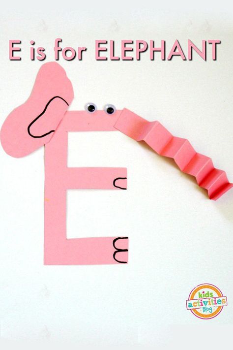 Letter E Craft- E Is For Elephant Preschool Craft | Kids Activities Blog Letter E Crafts For Toddlers, Letter E Crafts, Preschool Letter S, Letter E Activities, Crafts For Kindergarten, Letter E Craft, E Is For Elephant, Preschool Letter Crafts, Alphabet Crafts Preschool